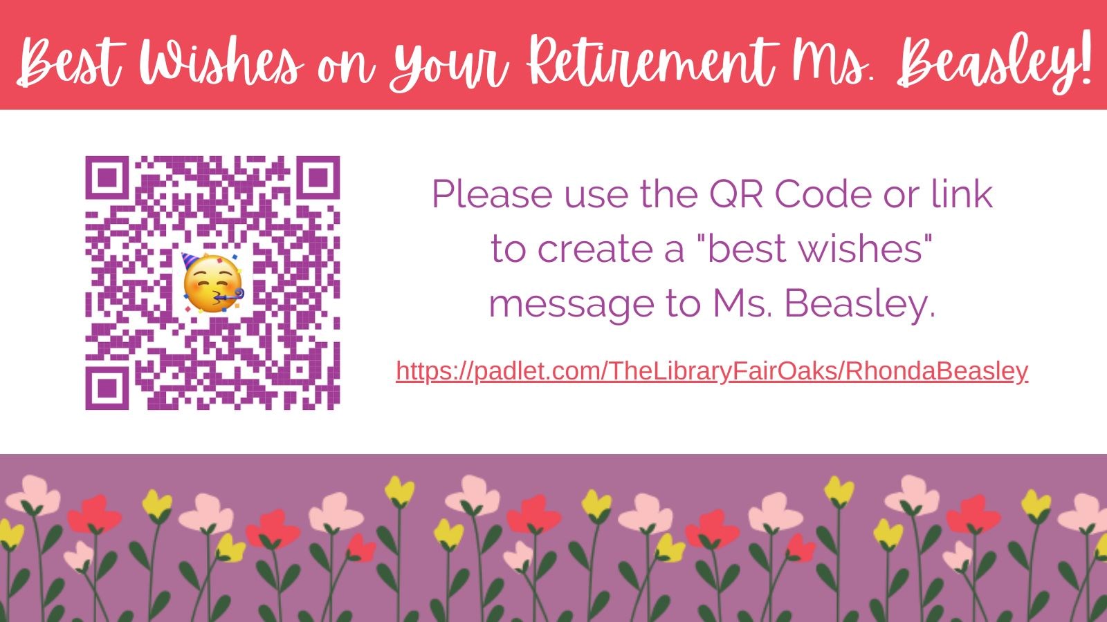 Best Wishes on Your Retirement, Ms. Beasley!